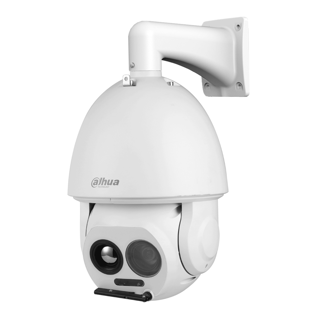 Domo PTZ Híbrido IP DUAL Térmico 400*300 25mm + Visible 4M DN WDR 45x IP66 IR100 36Vdc PoE AUDIO E/S AI