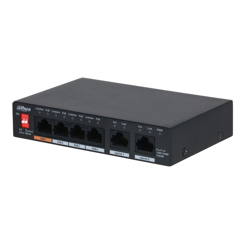 Switch PoE 2.0 4 puertos Gigabit +2RJ45 Uplink 60W No_Manejable Layer2