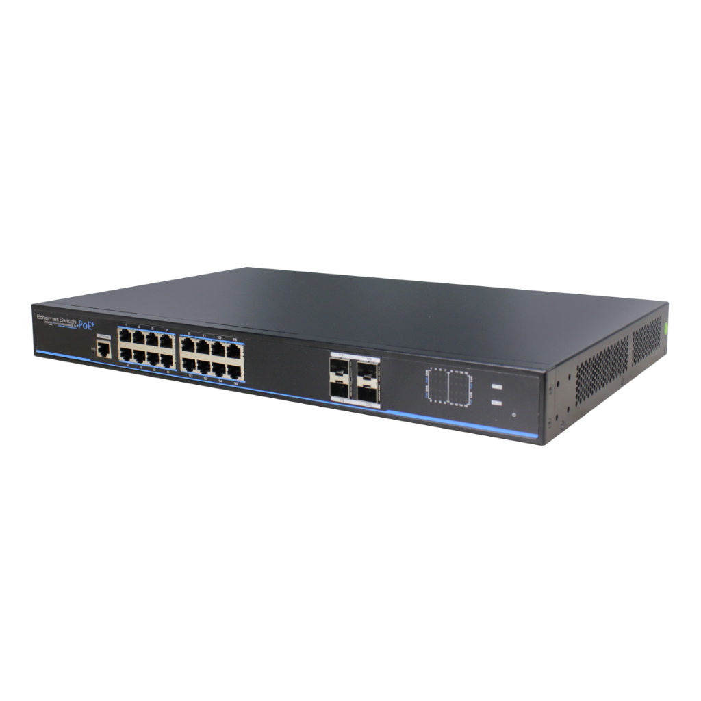 Switch PoE 16 puertos Gigabit + 4SFP Gigabit 250W 802.3af/at 6KV