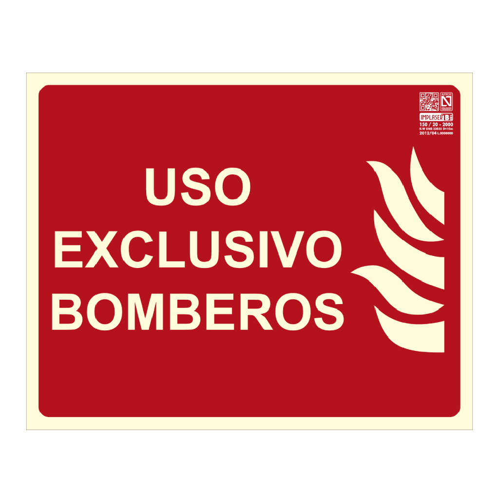 Señal uso exclusivo bomberos 25x20cm