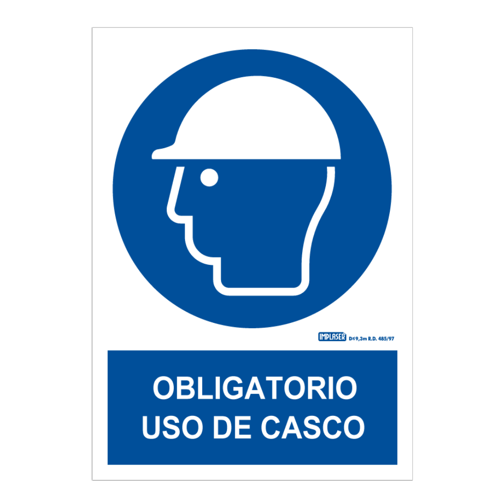 Señal obligatorio uso de casco 29,7x21cm