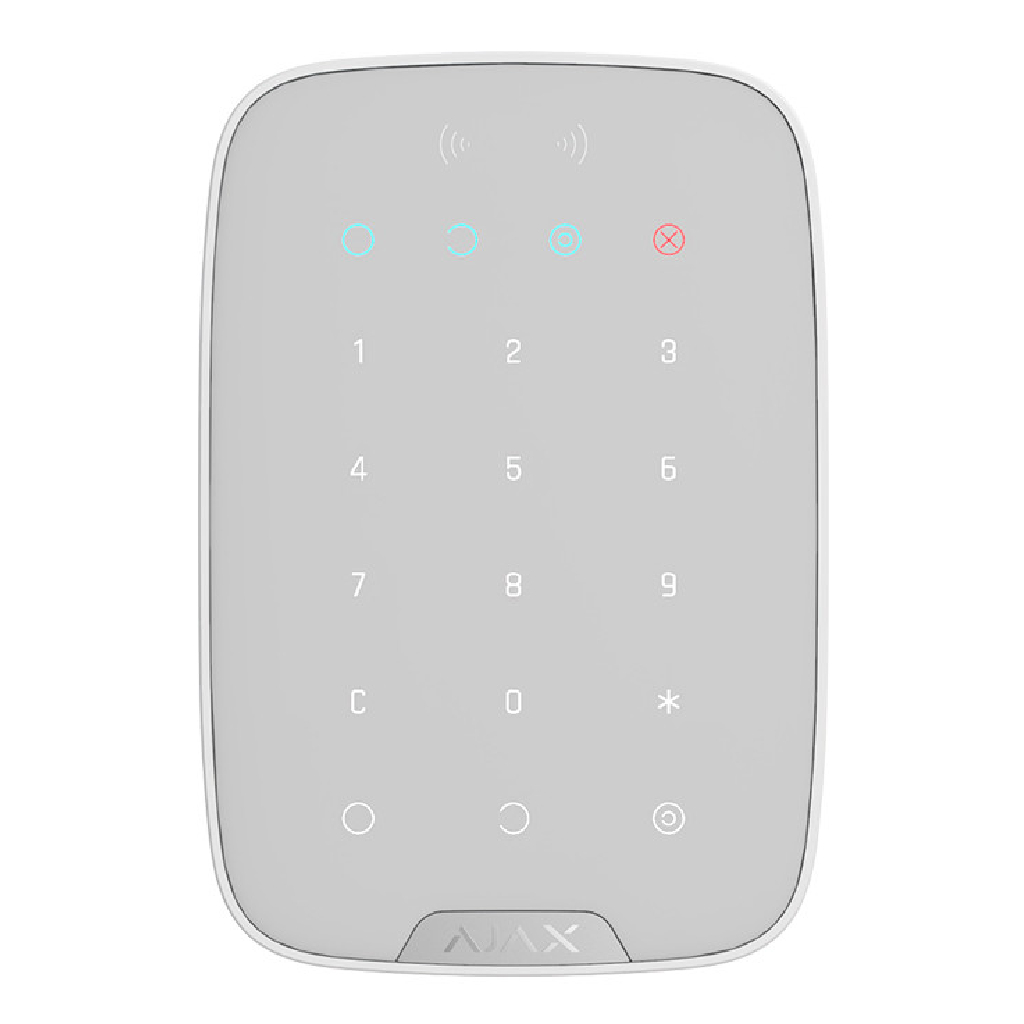 Ajax KeyPad Plus. Teclado táctil con lector inalámbrico. Color blanco