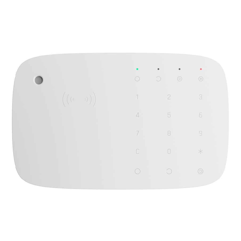 Ajax KeyPad Combi. Teclado táctil inalámbrico con sirena compatible con tarjetas y mandos cifrados. Color blanco