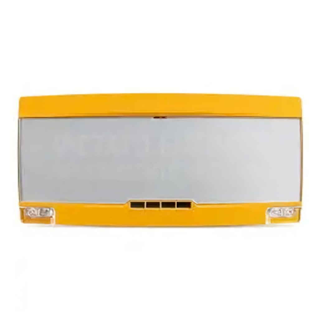 Panel indicador analogico extinción EN 54.3/23 Exterior, color amarillo con letrero gris y texto en blanco