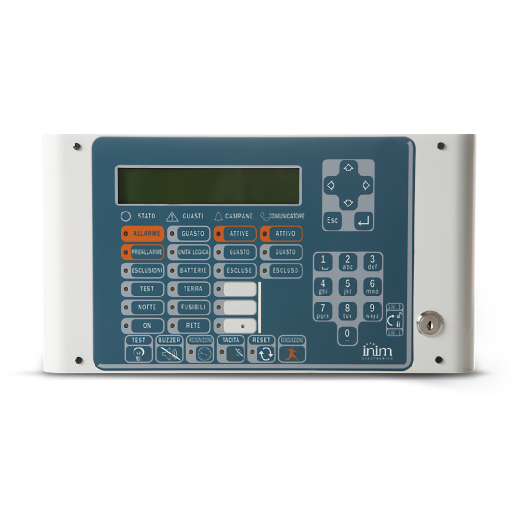 Panel repetidor con display LPanel repetidor equipado con LEDs, teclado y pantalla LCD. Máximo 4 por central