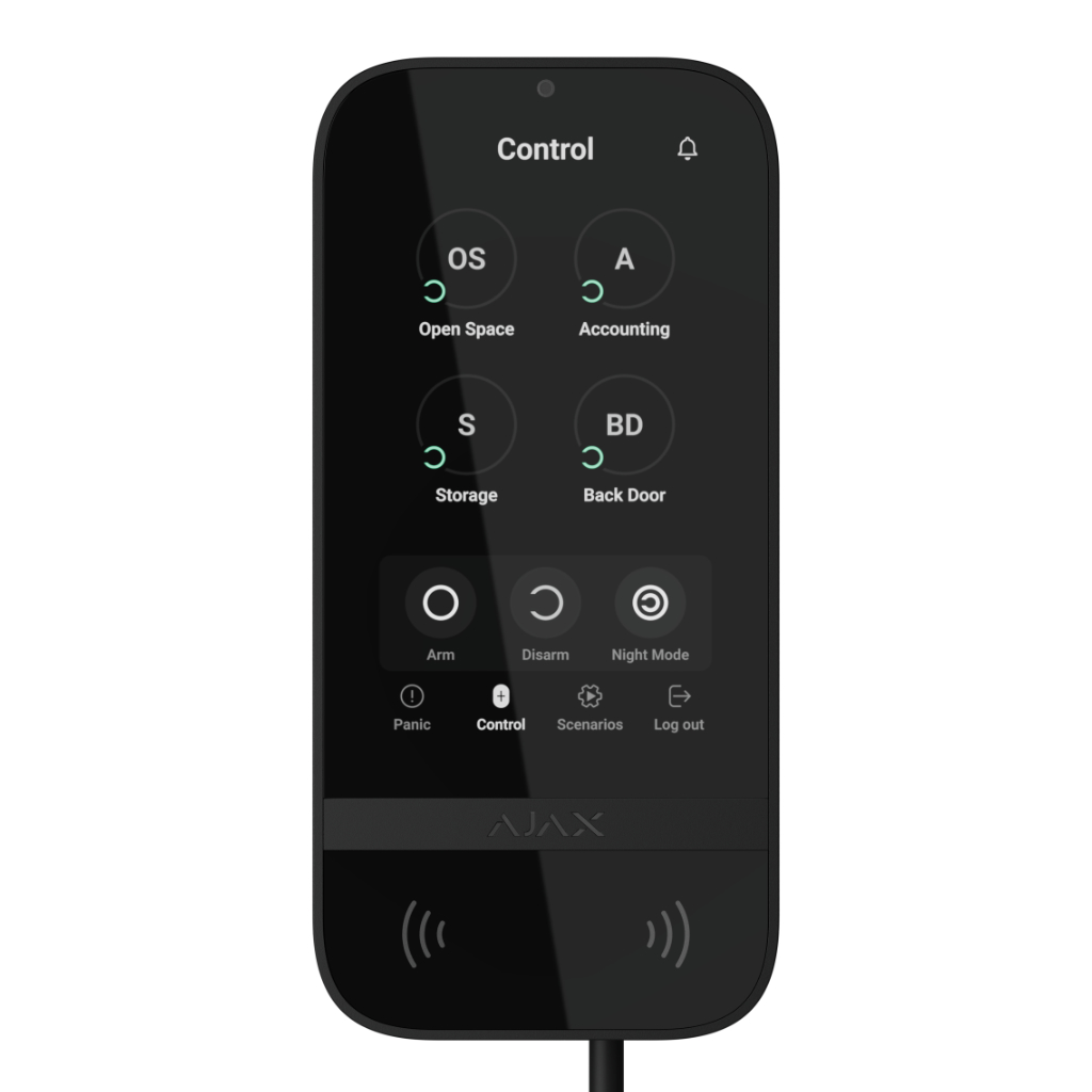 Ajax KeyPad TouchScreen Fibra. Color Negro