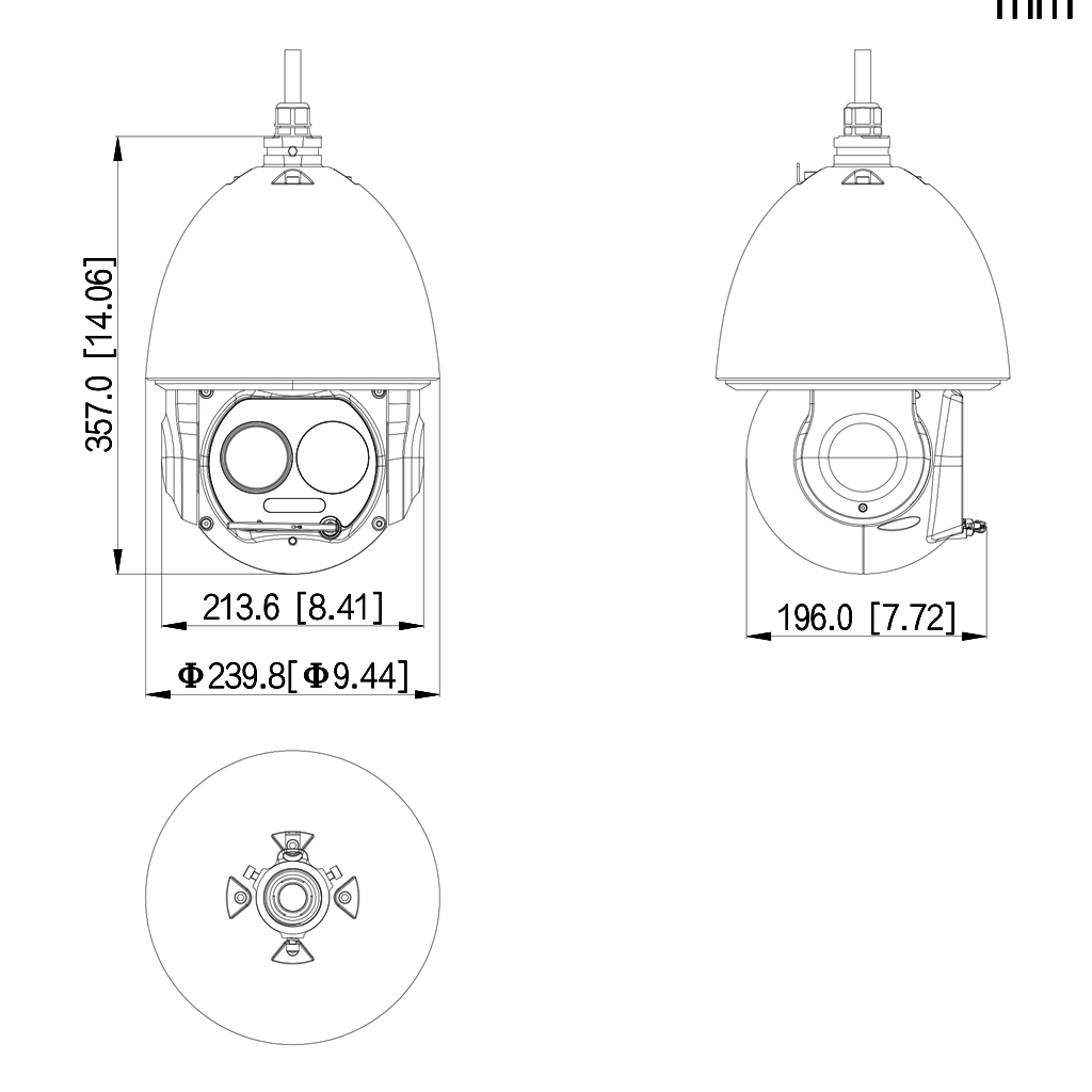 Domo PTZ Híbrido IP DUAL Térmico 400*300 25mm + Visible 4M DN WDR 45x IP66 IR100 36Vdc PoE AUDIO E/S AI