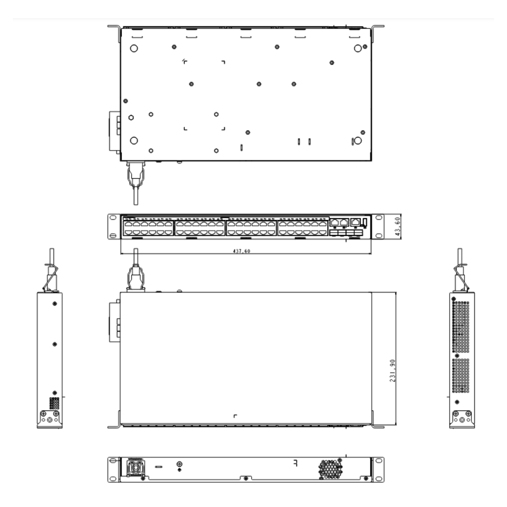 Switch 48 puertos Gigabit + 4 Uplink SFP+ 10Gbps 55W Manejable Layer3