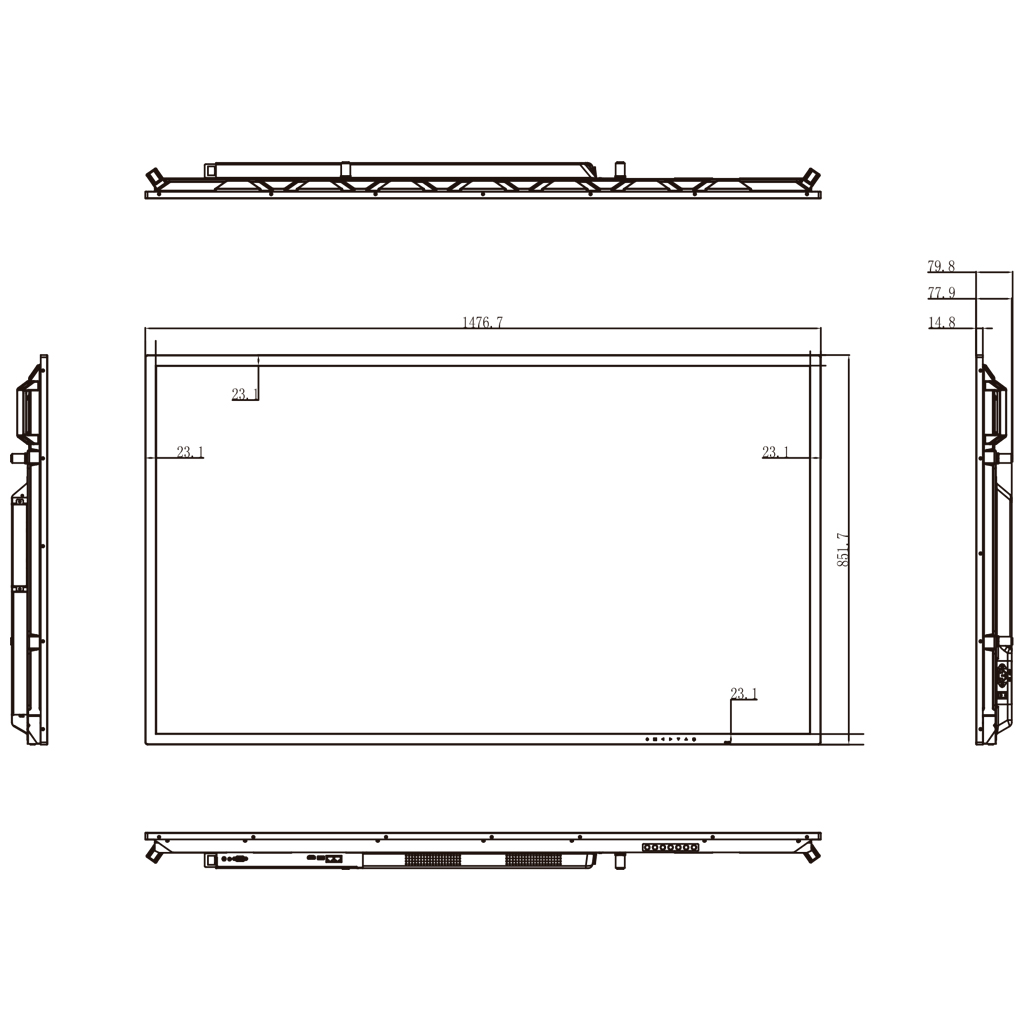 Monitor 65" Dahua para Seguridad 24/7 Metálico VGA/HDMI/Audio/USB Multimedia/RS-232/OPS 16:9 4K