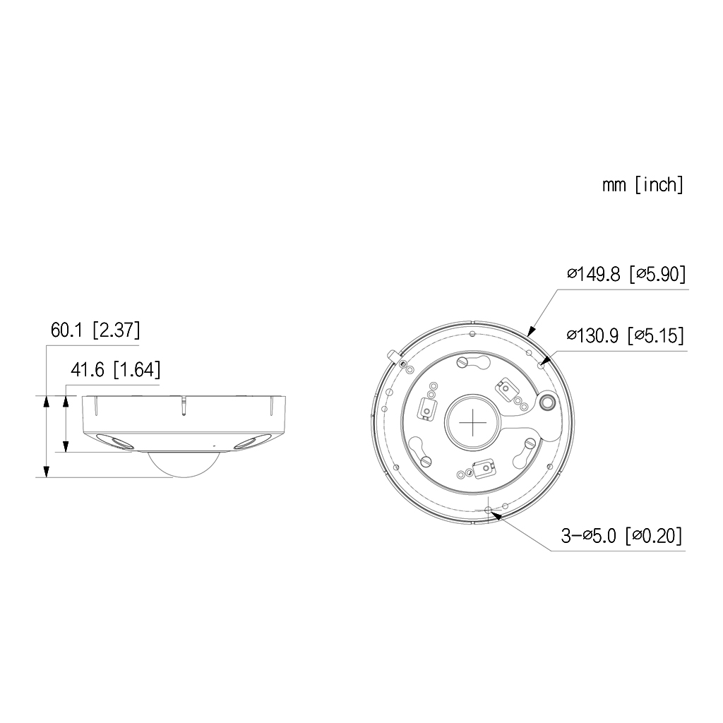 FishEye IP Panamorph H265 12M DN IR10m 1.29mm IR10m IK10 IP67 Audio SD PoE MIC E/S AI