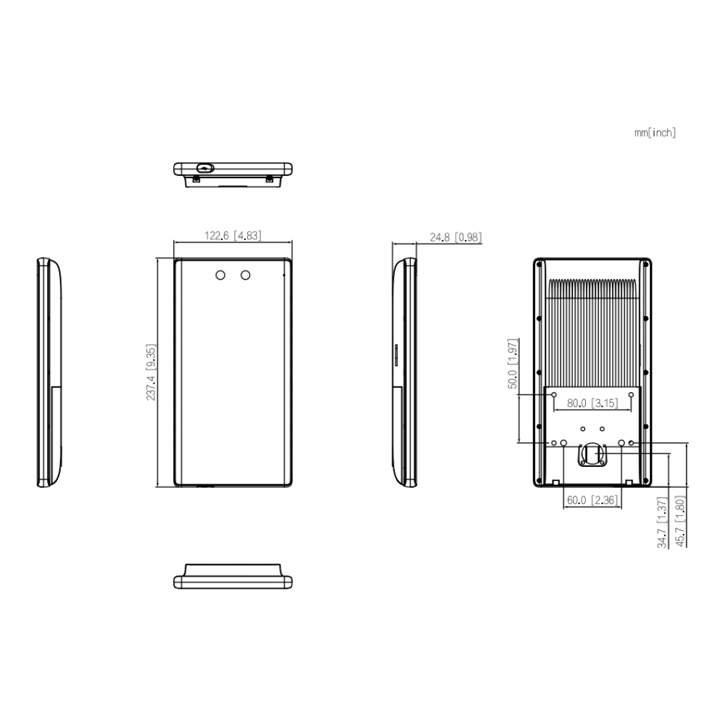 Lector Autónomo LCD 8" táctil de Reconocimiento Facial+PIN+Tarjeta+QR wifi 2.4GHz IP65