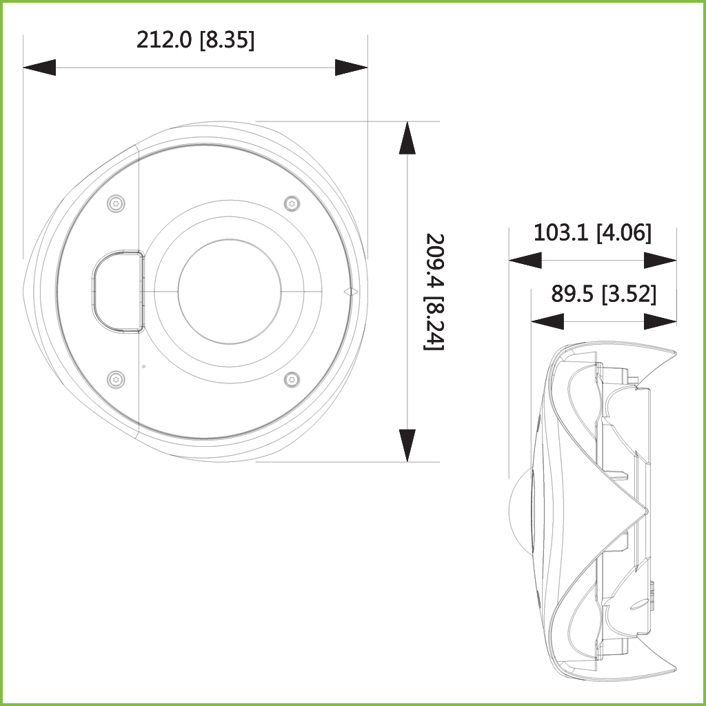 Domo CORNER IP H265 AI 4M DN SMART WDR140dB Starlight IVS IR10m 2.5mm IK10+50J IP67 PoE SD MIC