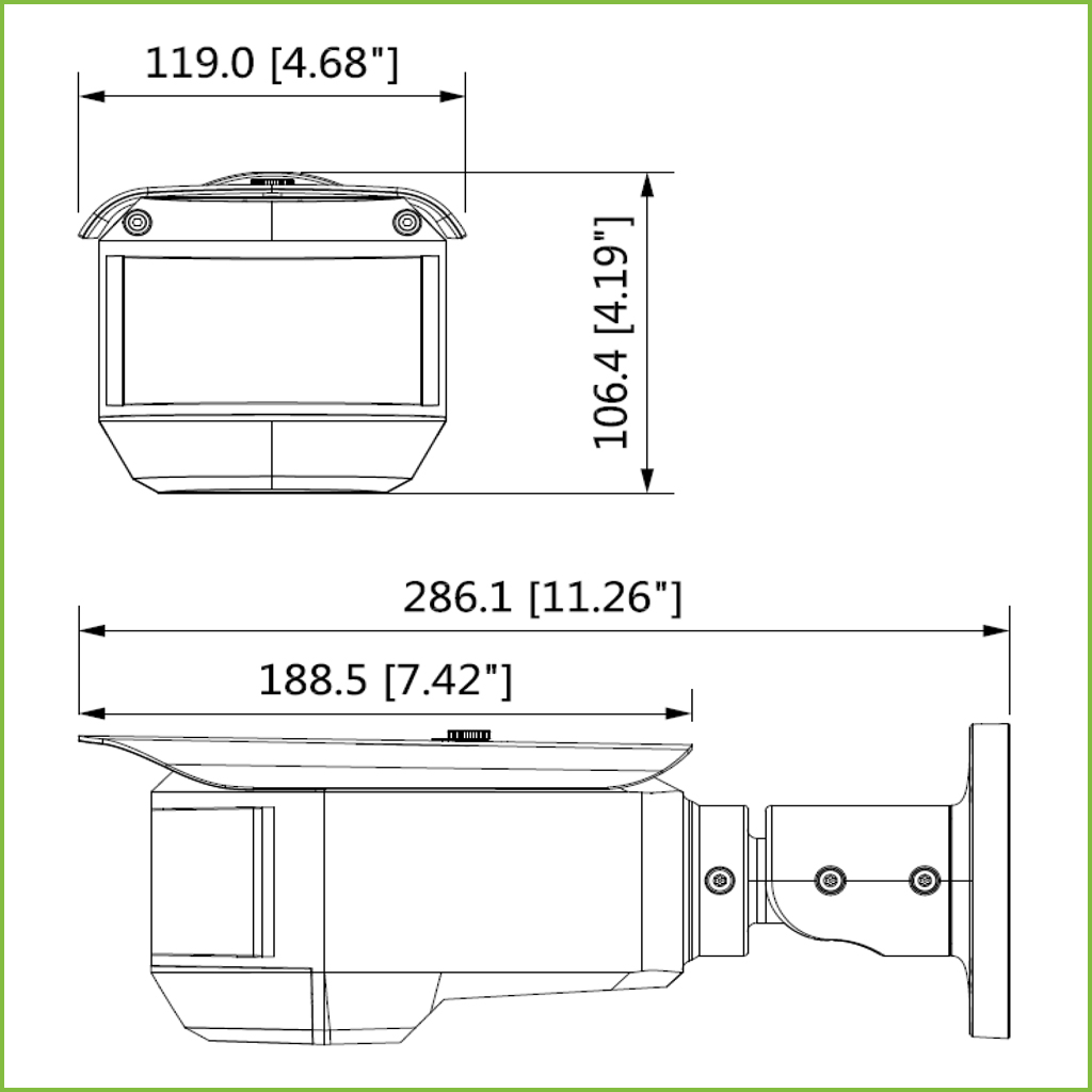 Tubular HDCVI 6M(3x2M) DN SMART WDR Starlight IR20m 180º IP67 IK10 Audio Alarma