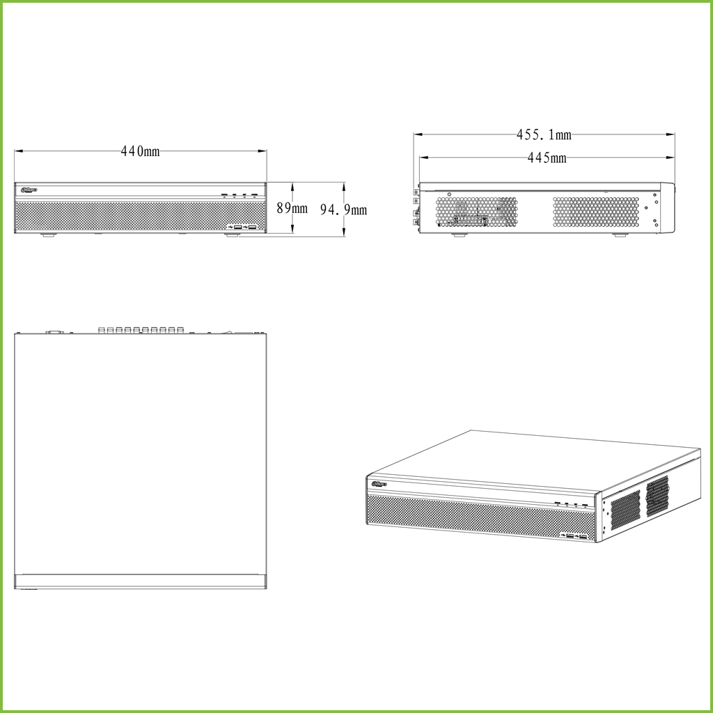 DVR 5EN1 8ch 4MP@12ips +56IP 12MP 2HDMI 8HDD E/S