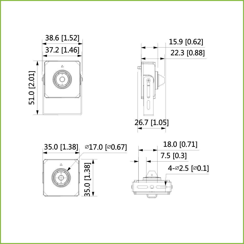 Minicámara IP H265 Pinhole 2M DN WDR 2.8mm IVS AUDIO E/S + Unidad principal AI