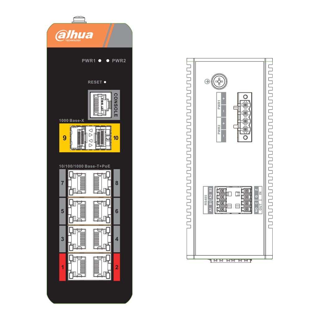 Switch PoE 2.0 Industrial 8 puertos Gigabit +2SFP Uplink Gigabit 120W Manejable Layer2