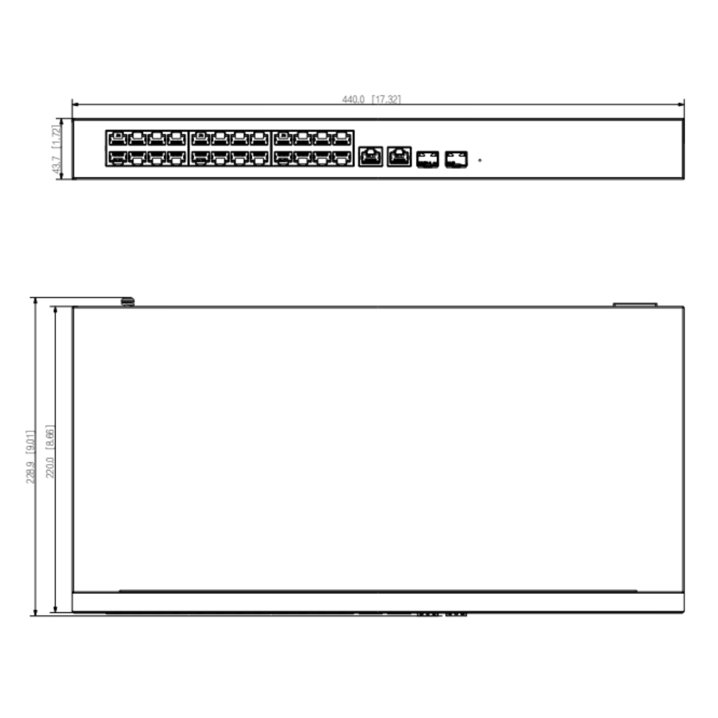 Switch PoE 24 puertos Gigabit + 2 Uplink Gigabit RJ45 + 2SFP Gigabit 375W Manejable en Cloud Layer2