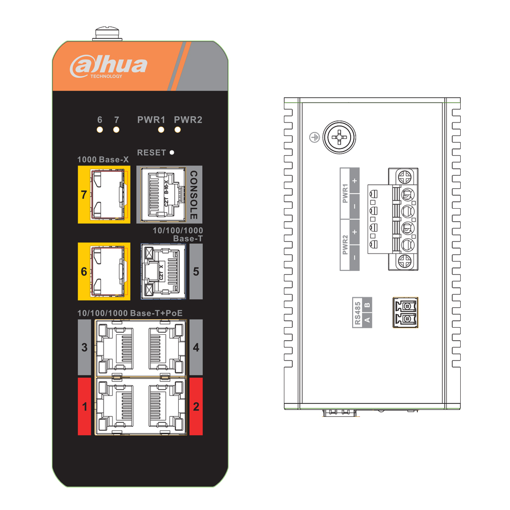 Switch PoE 2.0 Industrial 4 puertos Gigabit +3 Uplink Gigabit (2SFP+1RJ45) 120W Manejable Layer2