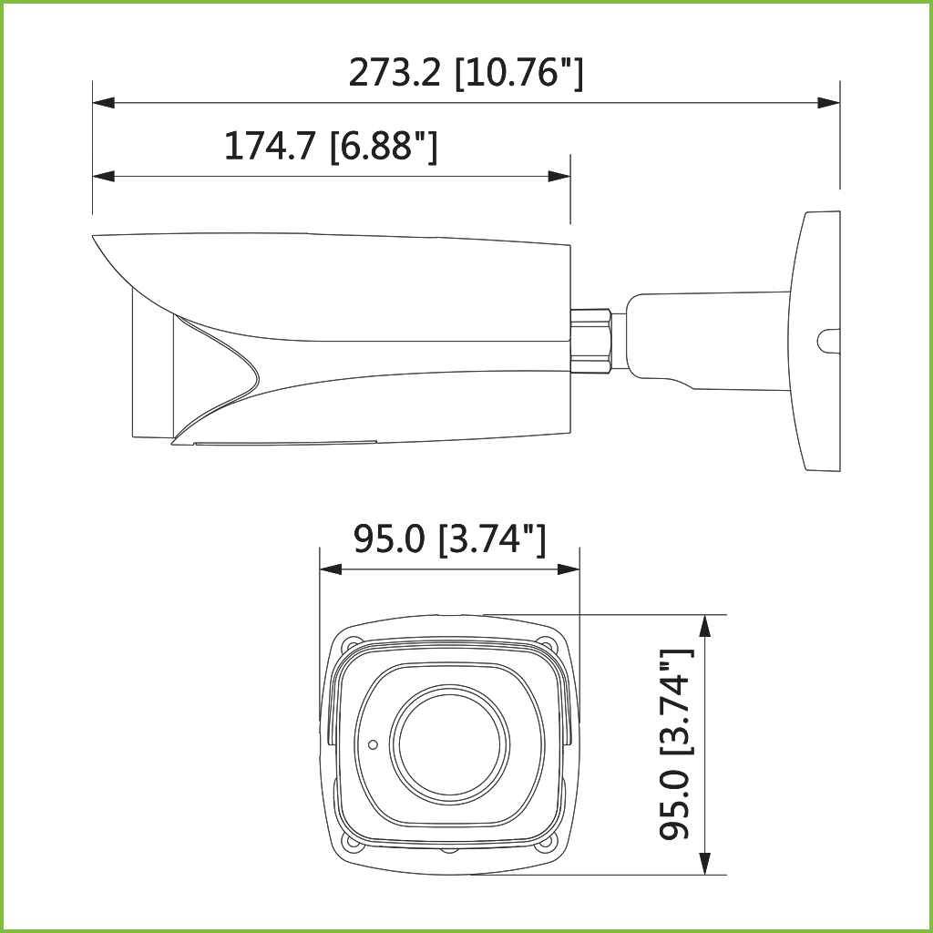 Tubular HDCVI 4K DN WDR Starlight IR100m 3.7-11mm VFM IP67 IK10 Audio Alarma Dual