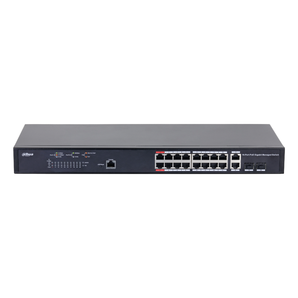 Switch PoE 2.0 16 puertos Gigabit + 2 Combo Gigabit RJ45/SFP Uplink 130W Manejable Layer2