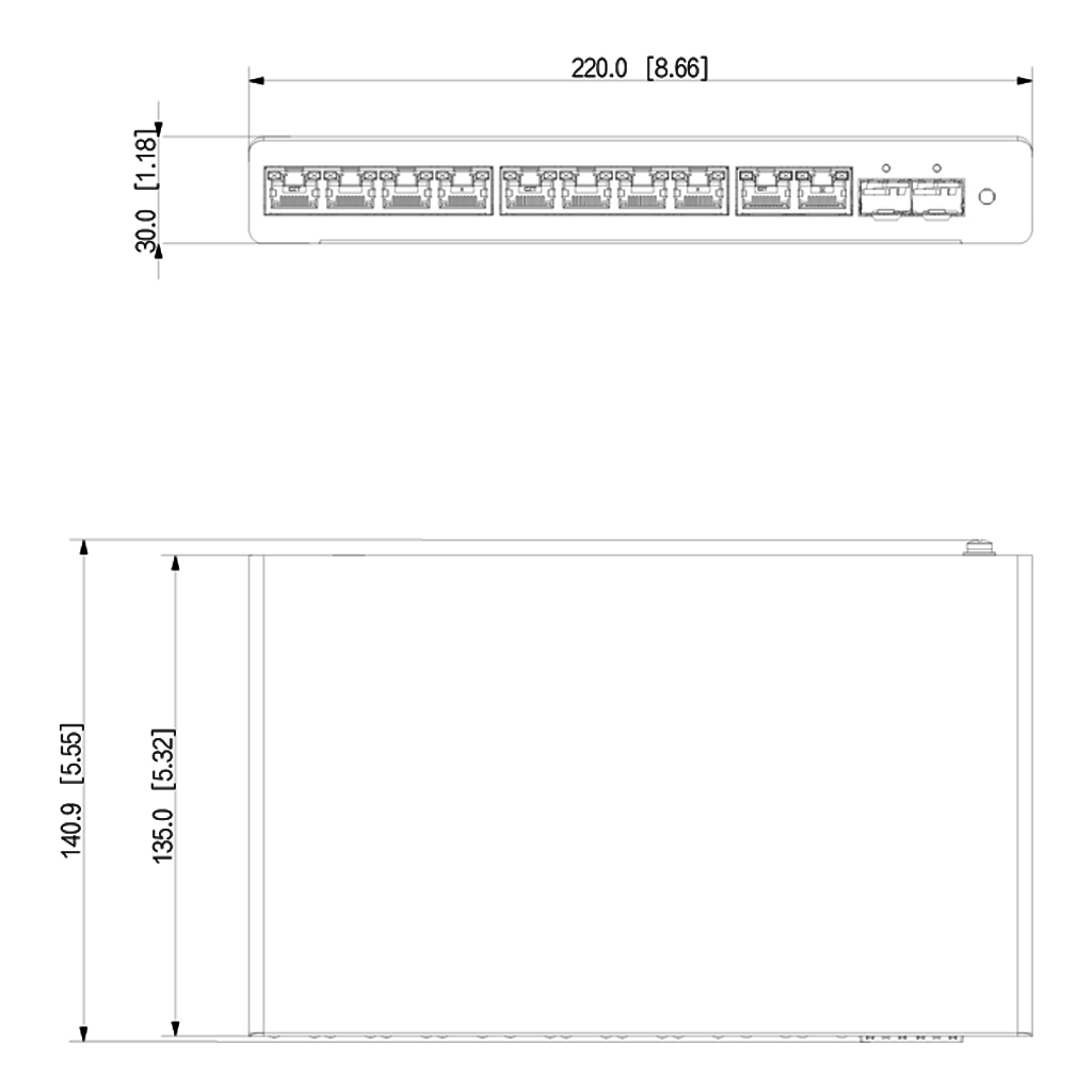 Switch PoE 2.0 8 puertos Gigabit +2RJ45 Uplink Gigabit +2SFP 60W Manejable Layer2