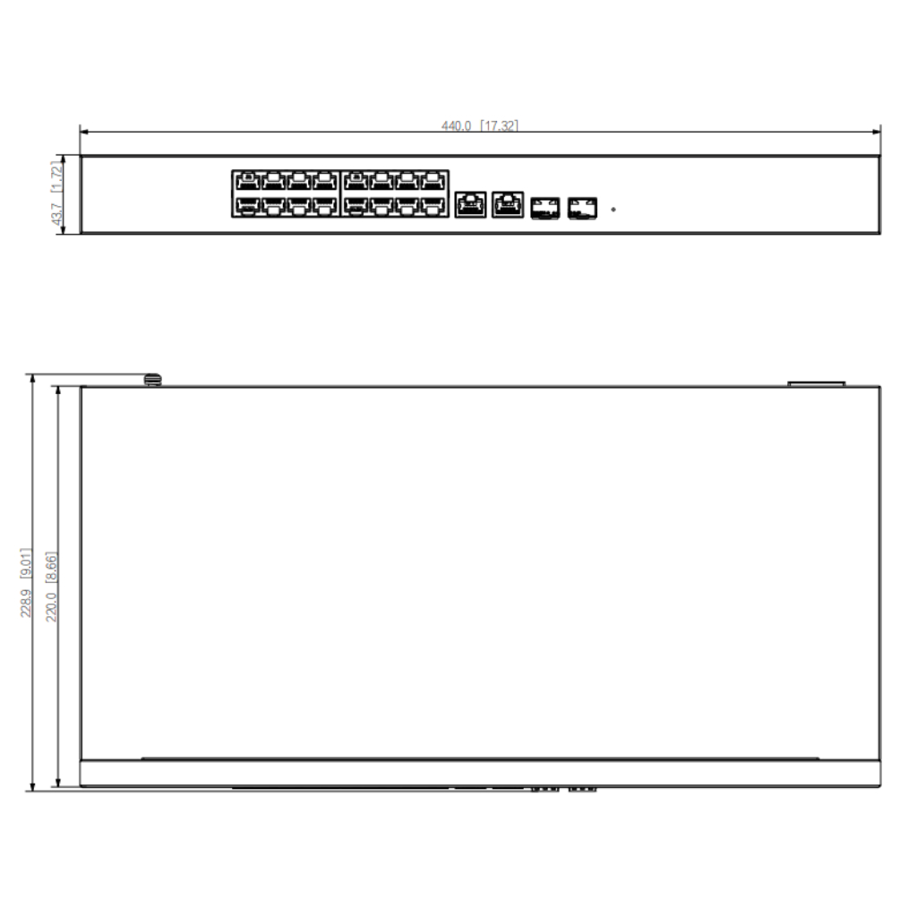 Switch PoE 16 puertos 10/100 + 2 Combo Gigabit RJ45/SFP Uplink 190W Manejable en Cloud Layer2