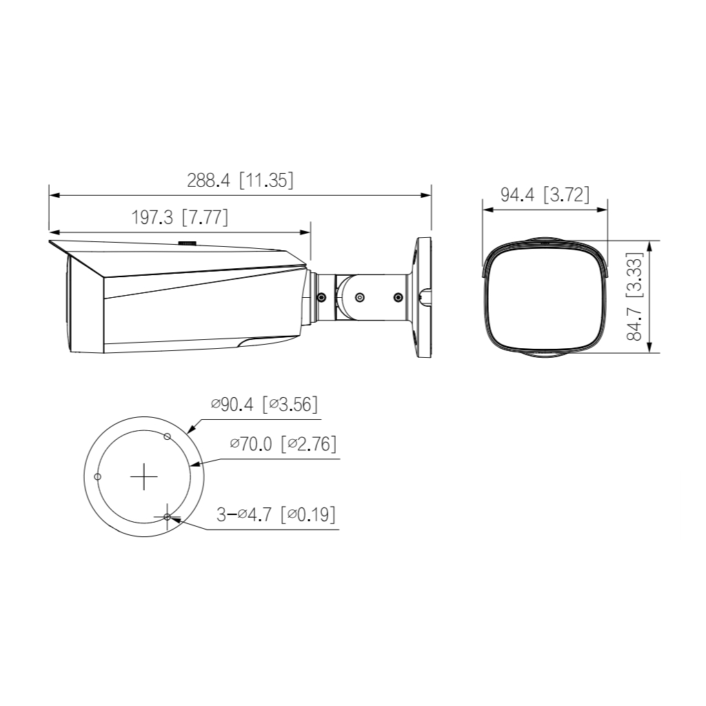 (-S4) Tubular IP TiOC 2.0 H265 4M WDR IVS SMD Iluminación Dual LED30m/IR30m 2.8mm IP67 PoE MIC AUDIO E/S AI