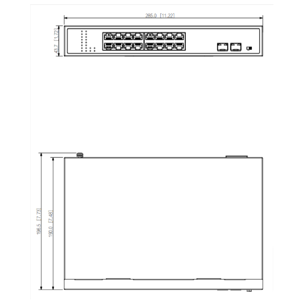 Switch PoE 16 puertos Gigabit + 2 Uplink Gigabit SFP 135W No_Manejable Layer2