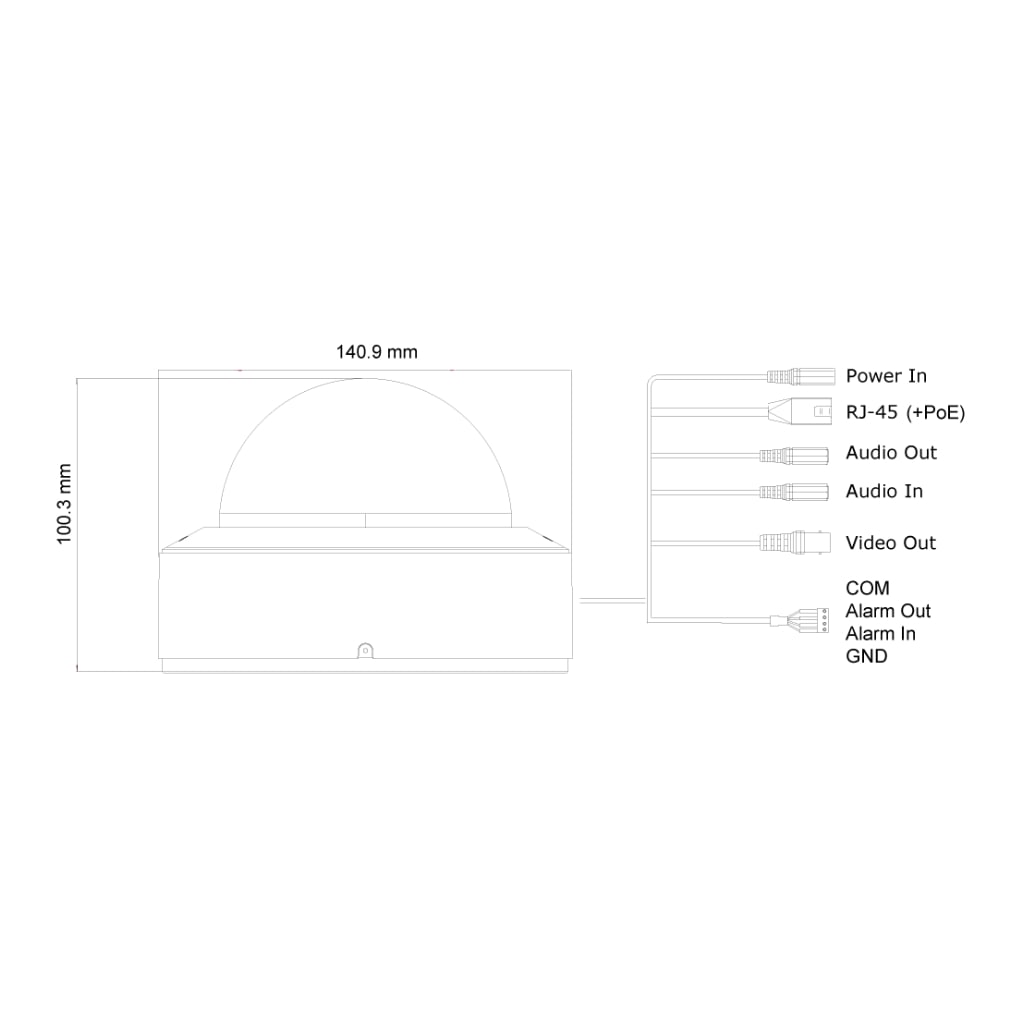 Domo IP 2MP H265 WDR IR40m 2.8-12mm VFM PoE IP67 AUDIO E/S IK10 DDA y Detección facial