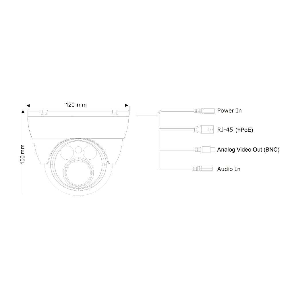 Domo IP 5MP H265 WDR IR25m 3.3-12mm VFM PoE IP66