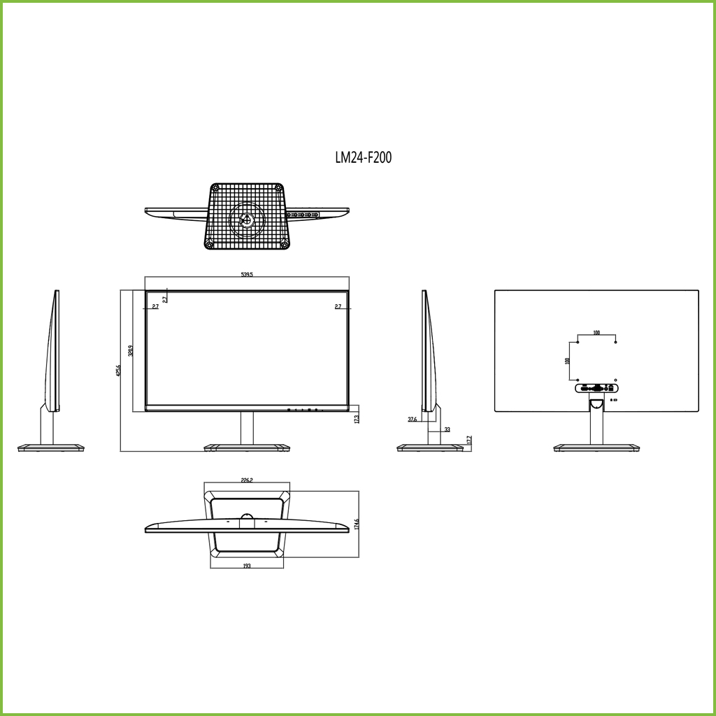 Monitor 23.8” Dahua para Seguridad 24/7 VGA/HDMI 16:9 1080P