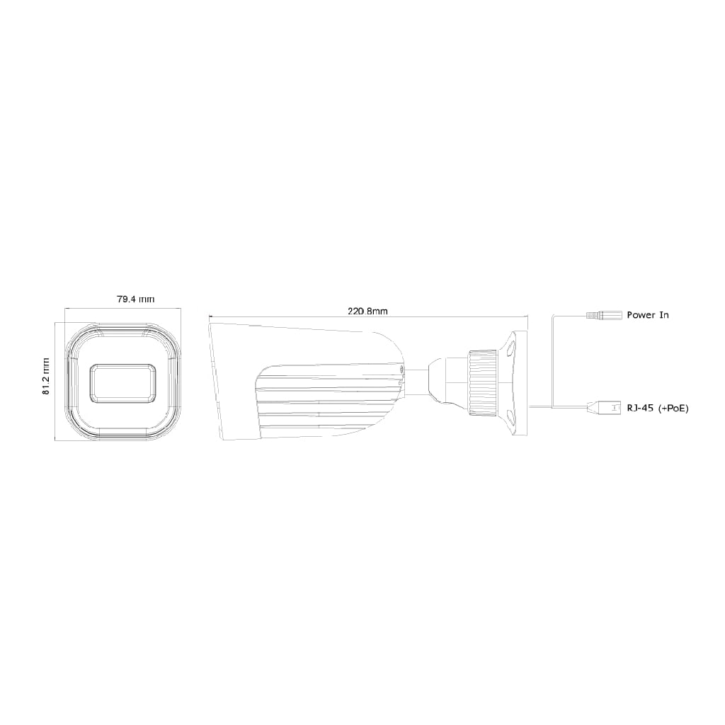 Tubular IP 4MP H265 dWDR IR40m 2.8-12mm VFM PoE IP67