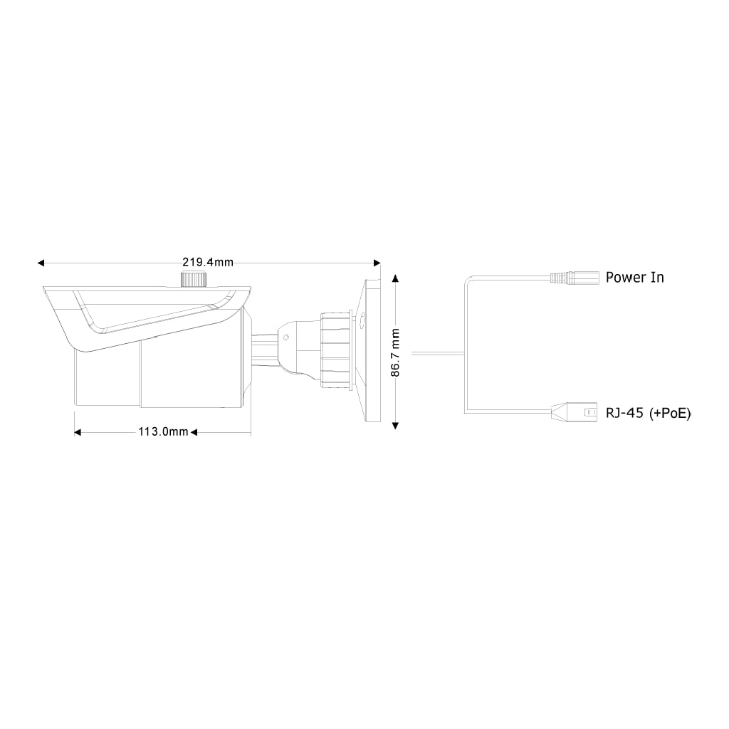 Tubular IP 5MP H265 dWDR IR30m 3-13mm VFM PoE IP66