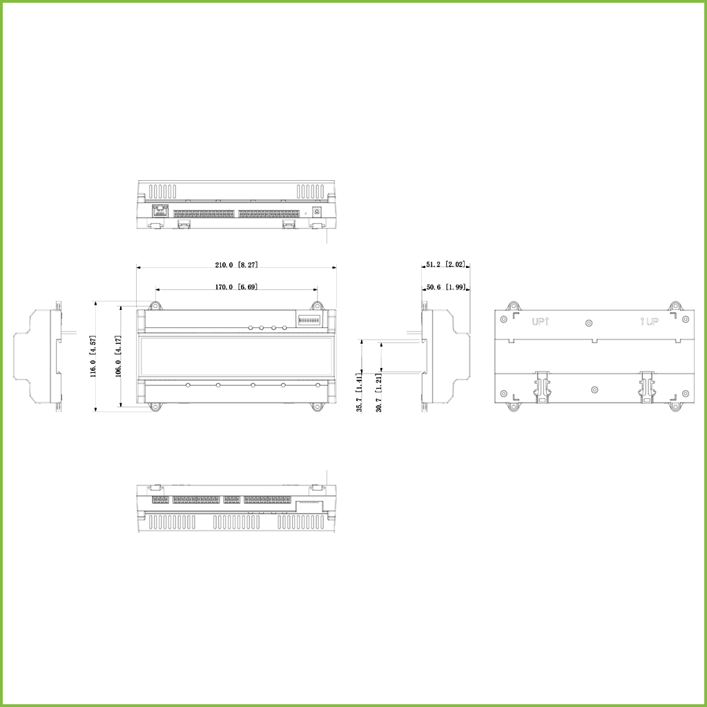 Controladora 4 Puertas / 1 Dirección para Carril DIN IP Wiegand RS-485