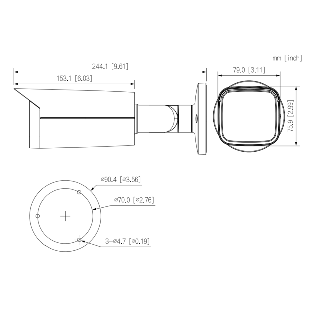 Tubular HDCVI 4EN1 4K DN ICR WDR Starlight IR80m 2.7-13.5 VFM IP67 MIC