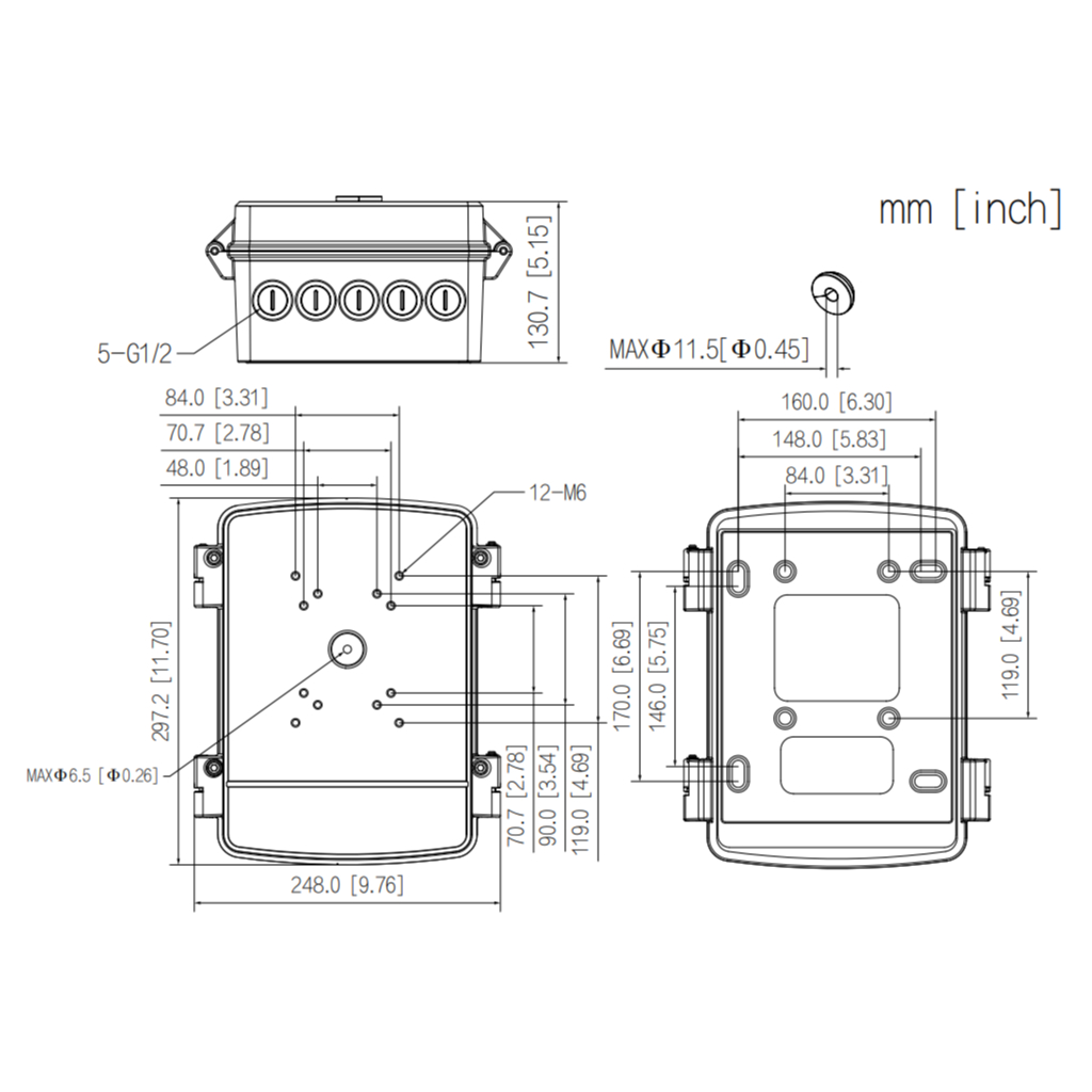 Caja alimentación y conexiones Water-proof IP66 para cámaras