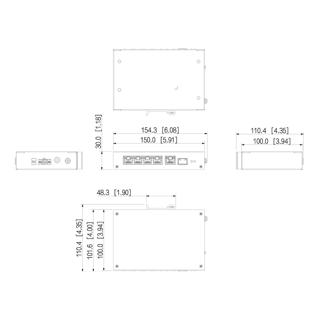 Switch PoE 2.0 4 puertos 10/100 +1RJ45 Uplink Gigabit +1SFP Uplink Gigabit 60W No_Manejable Layer2