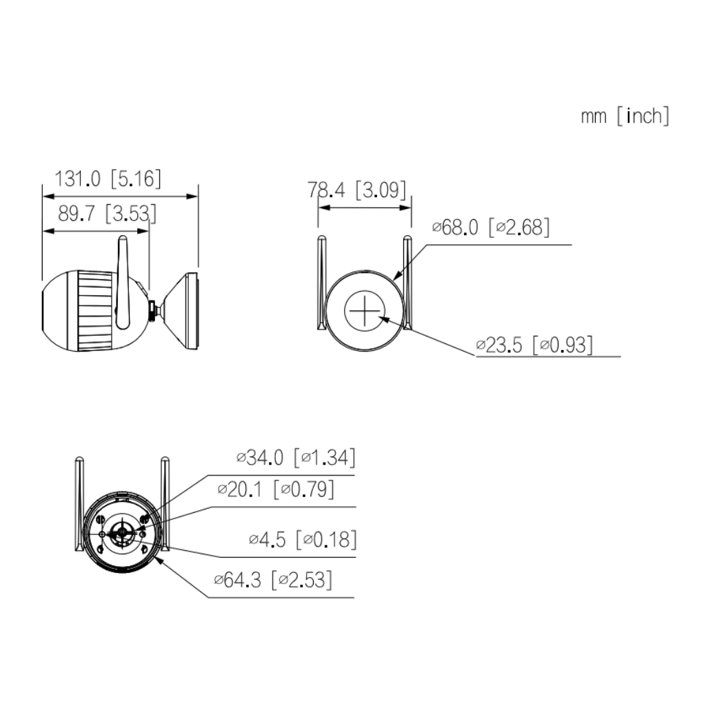 F2C-PV - Tubular IP H265 2M FULL COLOR dWDR Iluminación Dual LED30m/IR30m 2.8mm IP67 AUDIO MIC WiFi AI