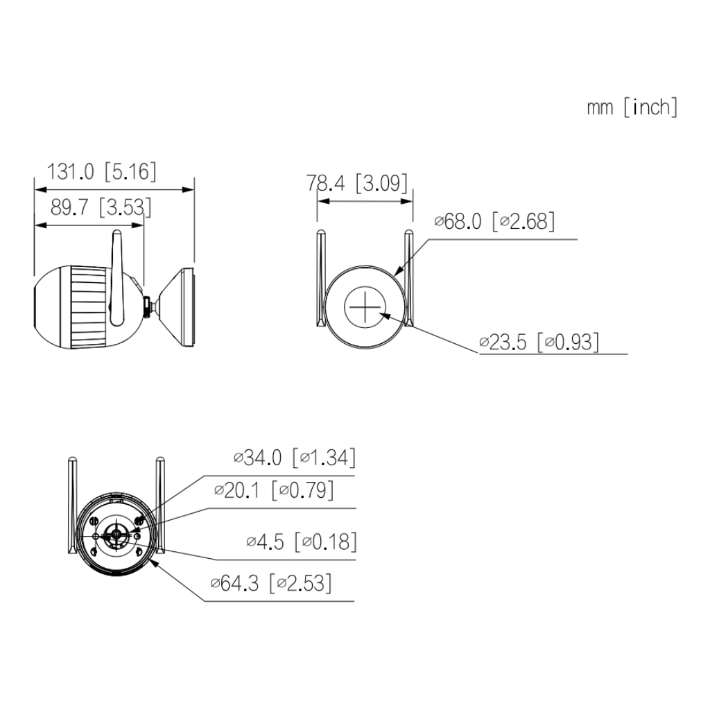 F2C-LED - Tubular IP H265 2M FULL COLOR dWDR LED30m 2.8mm IP67 MIC WiFi AI