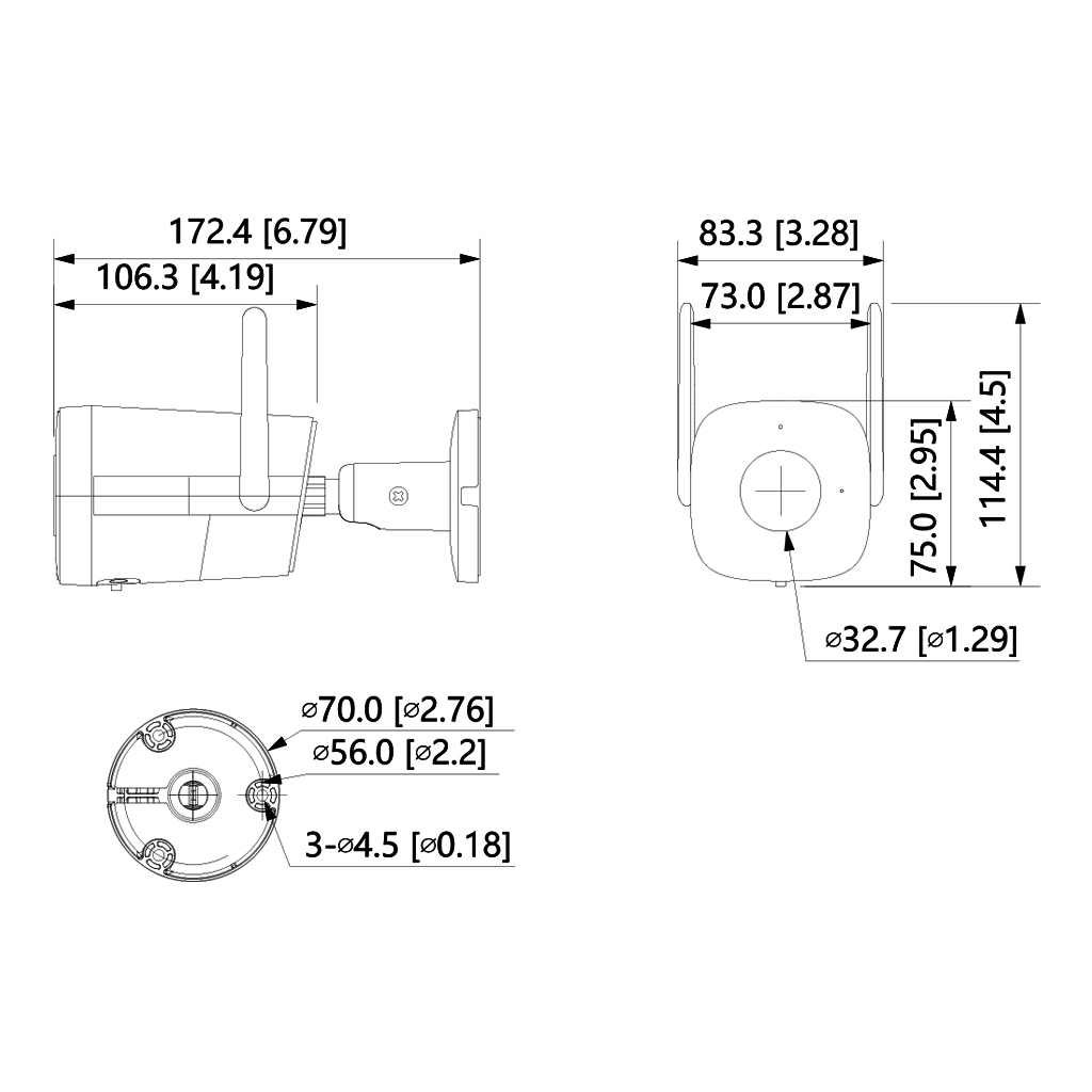 Tubular IP H265 2M DN dWDR 3DNR IR30m 2.8mm IP67 WiFi MIC