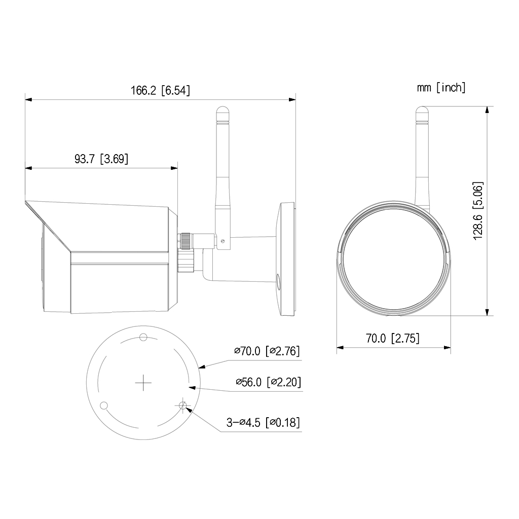 Tubular IP H265 2M DN dWDR 3DNR IR30m 3.6mm IP67 SD MIC WiFi