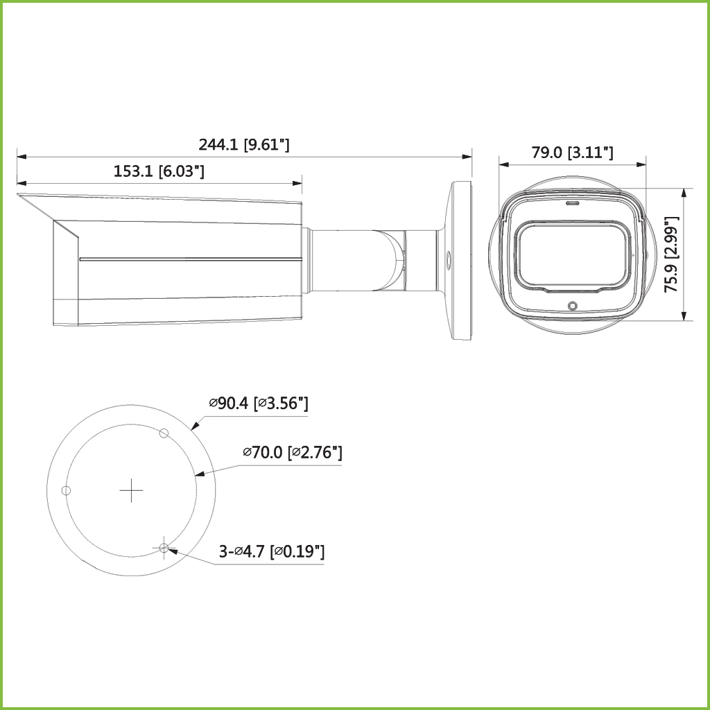 Tubular HDCVI 4EN1 2M 1080P FULL COLOR WDR Starlight 3.6mm IP67 AUDIO MIC