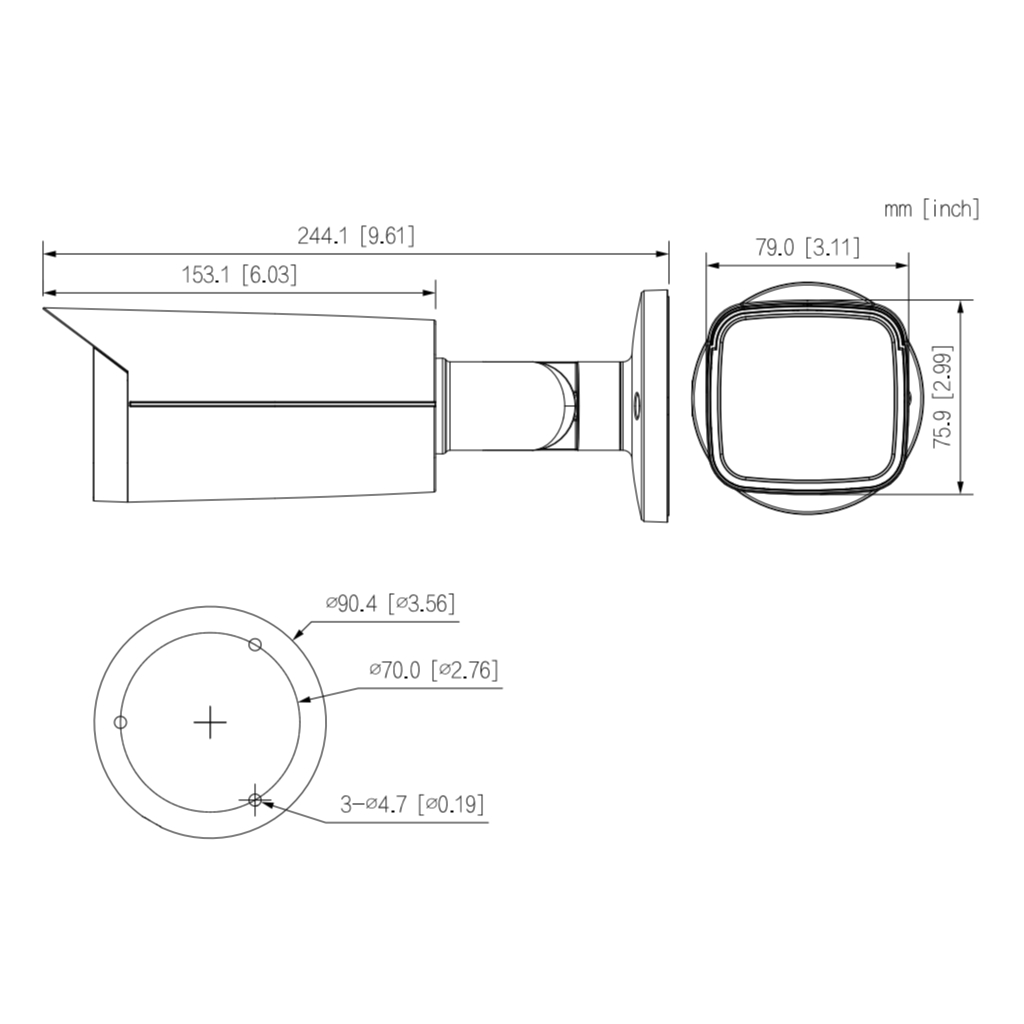 Tubular HDCVI 4EN1 5M WDR Starlight IR80m 3.6mm IP67 AUDIO MIC