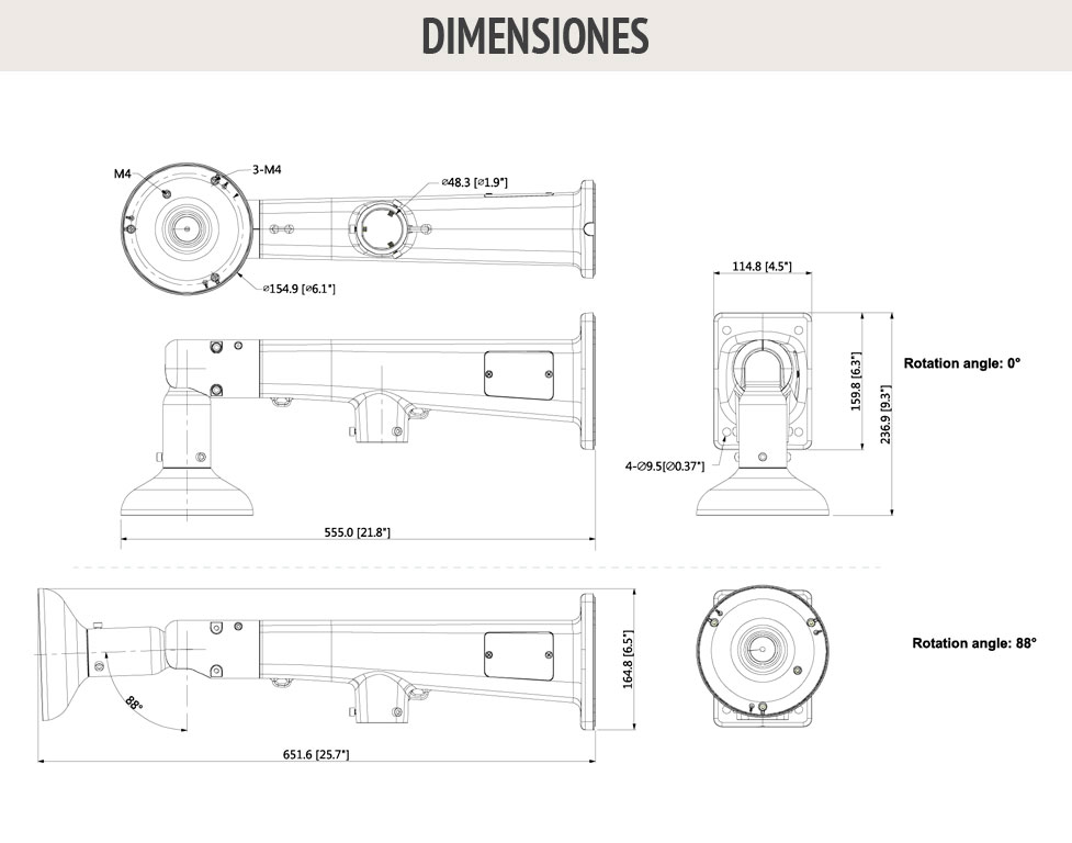 Soporte para montaje en pared para Fisheye + Speed Dome