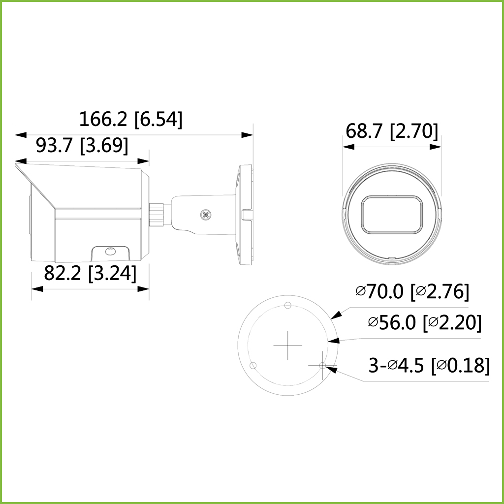 Tubular IP H265 2M DN dWDR Starlight IVS 3DNR IR30m 3.6mm IP67 PoE