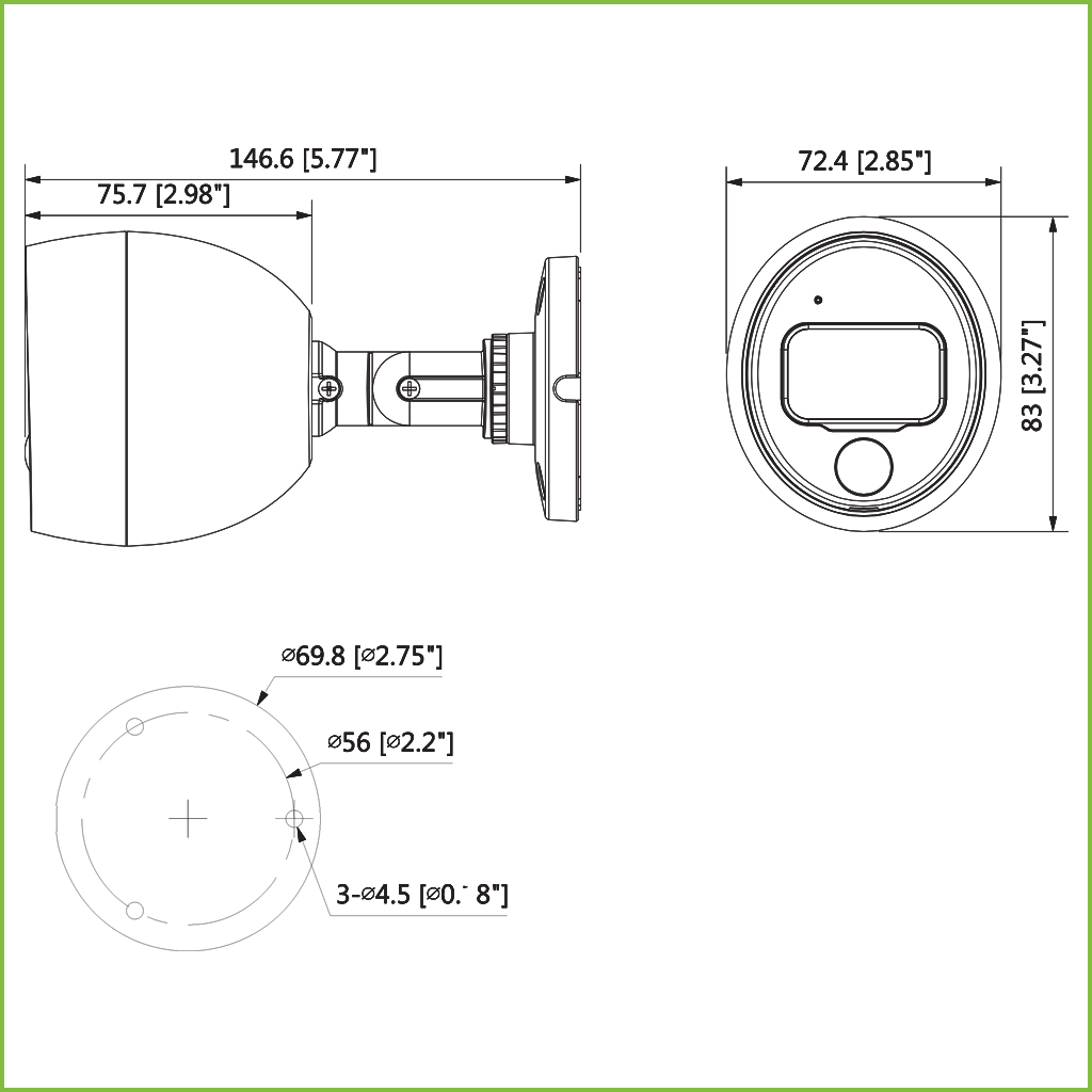 Tubular con PIR Funcional HDCVI 4K DN IR20m 0Lux 2.8mm IP67