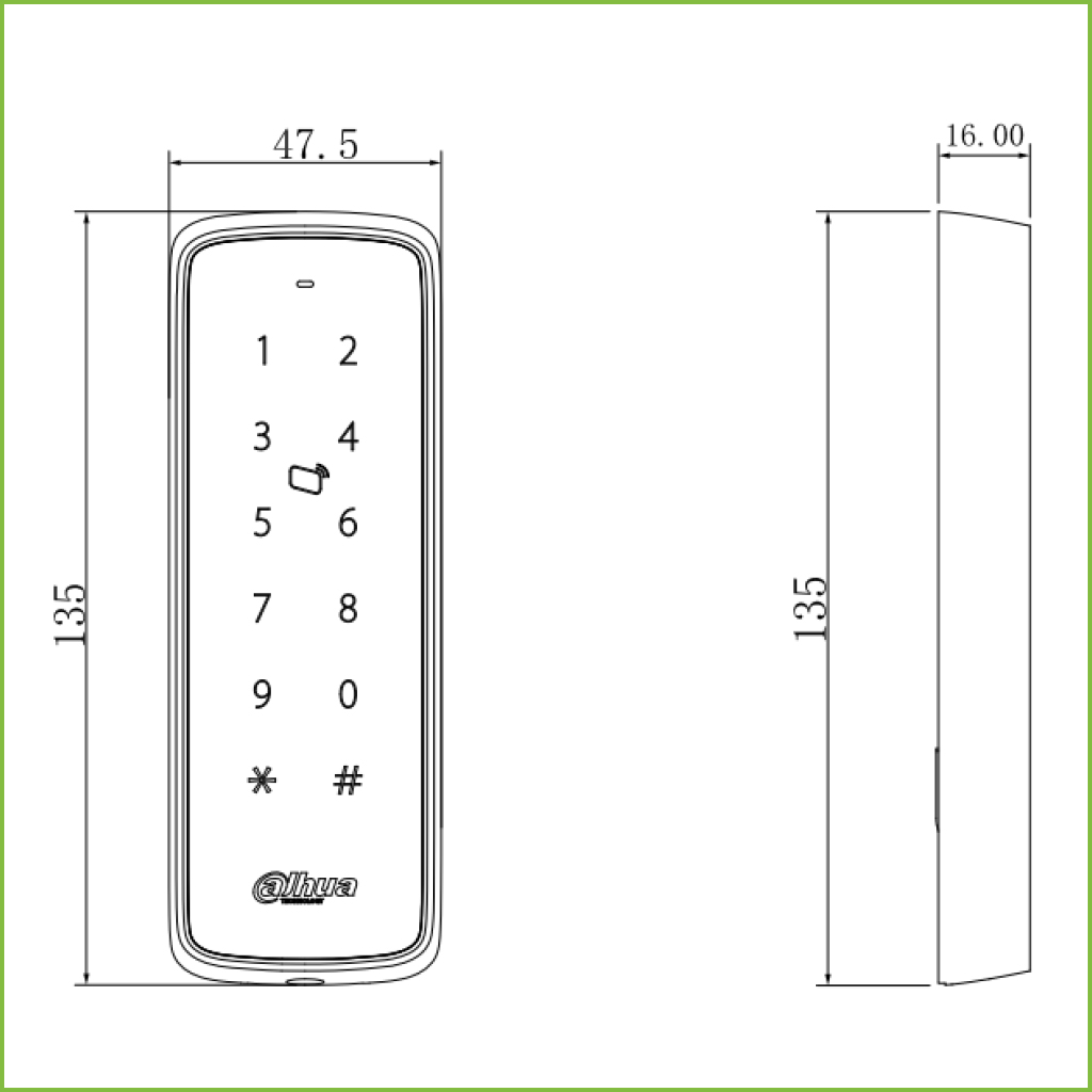 ASR2201D-B Lector Proximidad Mifare RS485 Wiegand IP65 Water-proof y Bluetooth