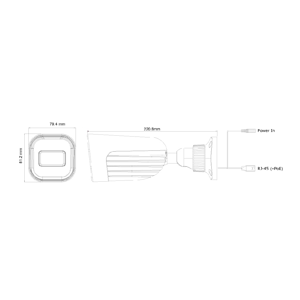 Tubular AHD 4EN1 1080P IR40m 2.8mm IP67