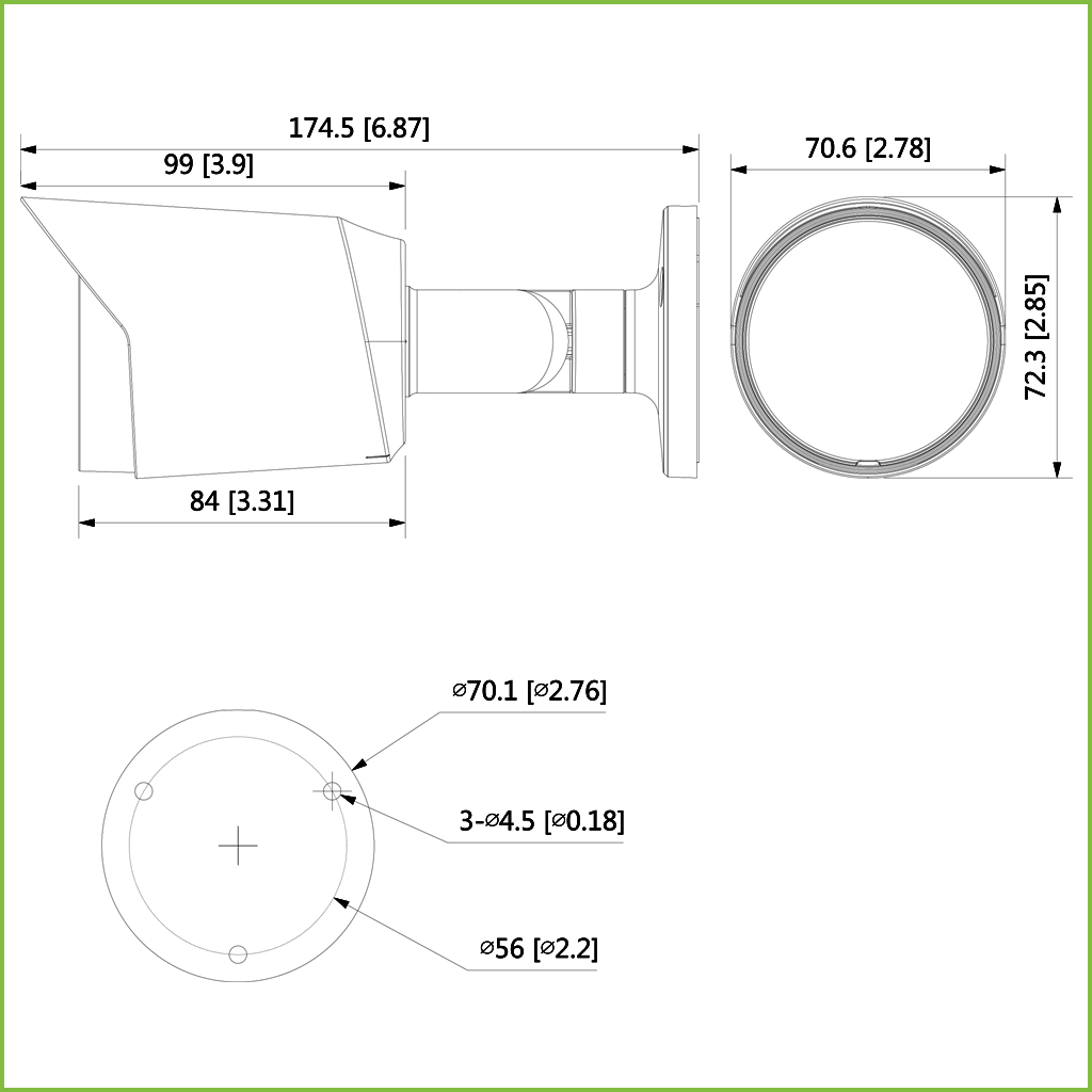 Tubular HDCVI 4EN1 5M FULL COLOR 2.0 WDR Starlight LED20m 3.6mm IP67