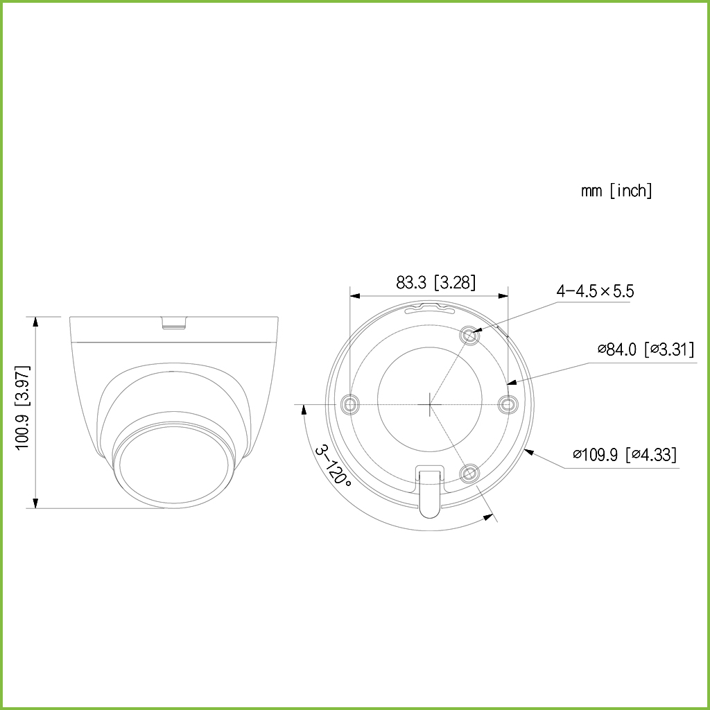 Domo HDCVI 4EN1 2M 1080P WDR Starlight IR40m 2.8mm IP67 MIC Quick-to-install